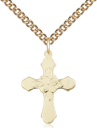 14kt Gold Cross Medal Engraved Catholic Saint Jewelry