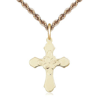 14kt Gold Cross Medal Engraved Catholic Saint Jewelry