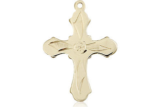 14kt Gold Cross Medal Engraved Catholic Saint Jewelry