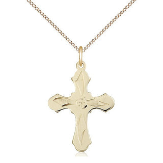 14kt Gold Cross Medal Engraved Catholic Saint Jewelry