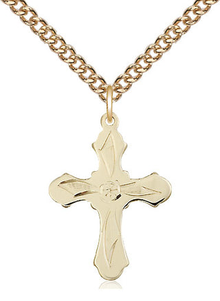 14kt Gold Cross Medal Engraved Catholic Saint Jewelry