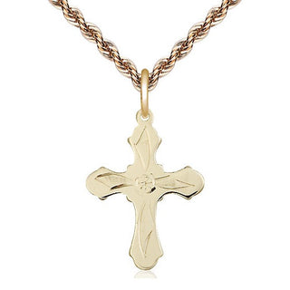 14kt Gold Cross Medal Engraved Catholic Saint Jewelry