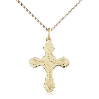 14kt Gold Cross Medal Engraved Catholic Saint Jewelry