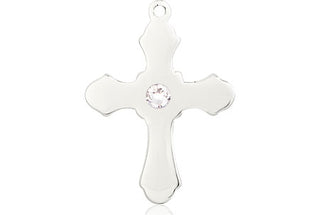 Sterling Silver Cross Pendant with a 3mm Crystal Swarovski stone on an 18-inch Sterling Silver Light Curb Chain