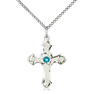 Sterling Silver Cross | 3mm Zircon Swarovski stone | 18-inch Sterling Silver Chain | Engravable