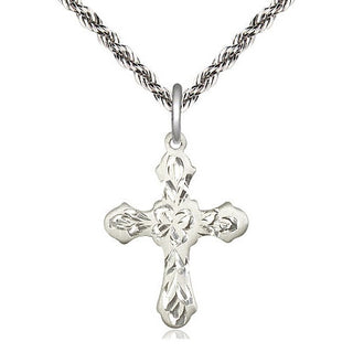 Sterling Silver Cross Medal Catholic Jewelry Engraved Catholic Saint Jewelry