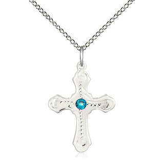 Sterling Silver Cross | 3mm Zircon Swarovski stone | 18-inch Sterling Silver Chain | Engravable