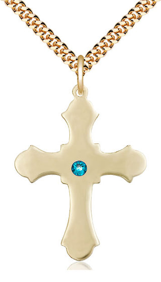14kt Gold Filled Cross Pendant with 3mm Zircon Swarovski Necklace