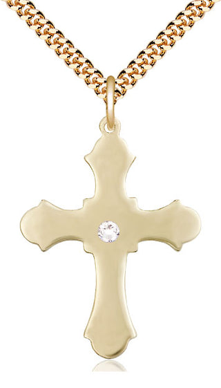 14kt Gold Filled Cross Pendant with 3mm Crystal Swarovski Necklace