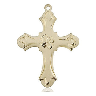 14kt Gold Filled Cross Medal Engraved Catholic Saint Jewelry