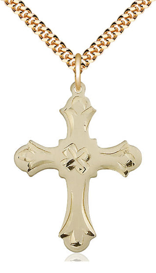 14kt Gold Filled Cross Medal Catholic Jewelry Engraved Catholic Saint Jewelry