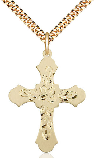 14kt Gold Filled Cross Medal Catholic Jewelry Engraved Catholic Saint Jewelry