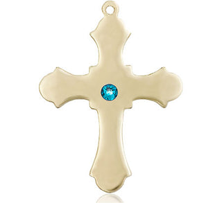 14kt Gold Cross Medal with a 3mm Zircon Swarovski stone