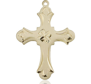 14kt Gold Cross Medal Engraved Catholic Saint Jewelry