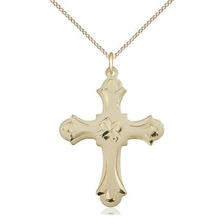 14kt Gold Cross Medal Engraved Catholic Saint Jewelry