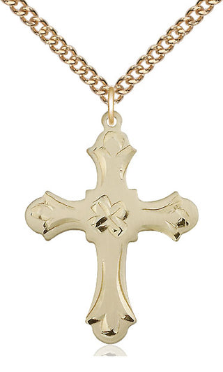14kt Gold Cross Medal Engraved Catholic Saint Jewelry