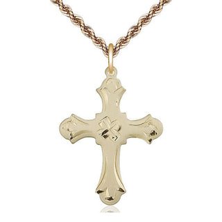 14kt Gold Cross Medal Engraved Catholic Saint Jewelry