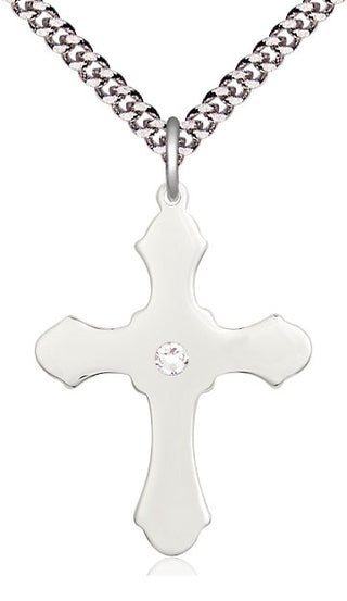 Sterling Silver Cross Pendant with 3mm Crystal Swarovski Necklace