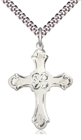 Sterling Silver Cross Medal Catholic Jewelry Engraved Catholic Saint Jewelry
