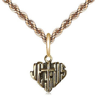 14kt Gold Heart of Jesus w/Cross Medal