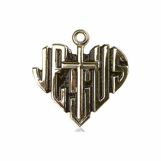 14kt Gold Heart of Jesus w/Cross Medal