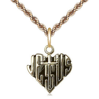 14kt Gold Filled Heart of Jesus w/Cross Medal Religious Jewelry