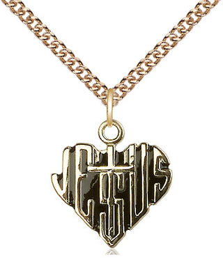 14kt Gold Heart of Jesus w/Cross Medal