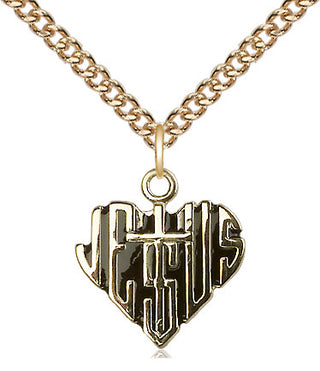 14kt Gold Heart of Jesus w/Cross Medal