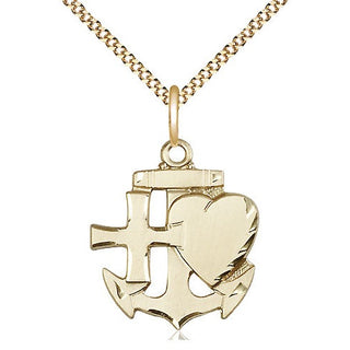 14kt Gold Filled Faith, Hope & Charity Medal Religious Jewelry