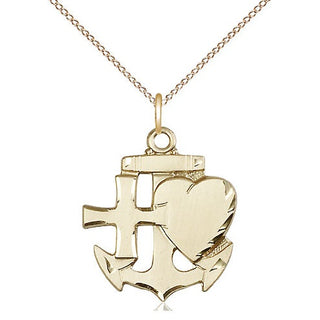 14kt Gold Filled Faith, Hope & Charity Medal Religious Jewelry