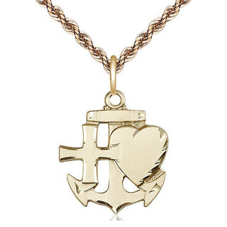 14kt Gold Filled Faith, Hope & Charity Medal Religious Jewelry