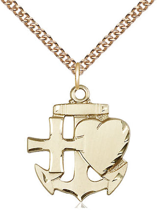 14kt Gold Faith, Hope & Charity Medal