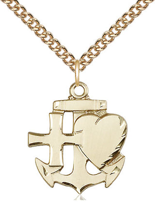 14kt Gold Faith, Hope & Charity Medal