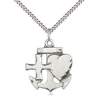 Pewter Faith, Hope & Charity Medal Religious Jewelry