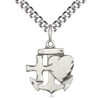 Pewter Faith, Hope & Charity Medal Religious Jewelry