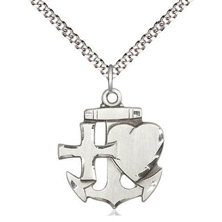 Pewter Faith, Hope & Charity Medal Religious Jewelry