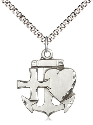 Sterling Silver Faith, Hope & Charity Medal Religious Jewelry