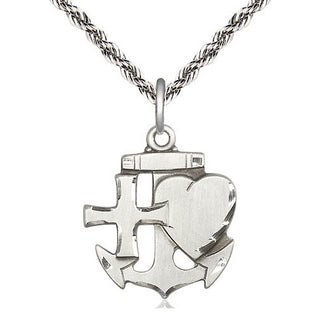 Sterling Silver Faith, Hope & Charity Medal Religious Jewelry