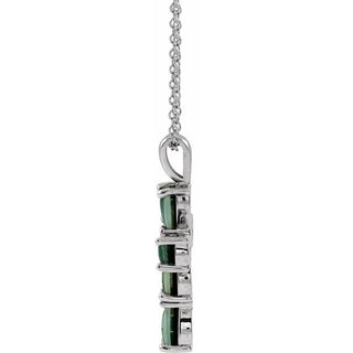 Platinum Lab-Grown Mosaic Opal Cabochon Cross 16-18" Necklace