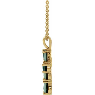 14K Yellow Lab-Grown Mosaic Opal Cabochon Cross 16-18" Necklace