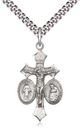 Sterling Silver Jesus, Mary, Our Lady of La Salette Medal Catholic Jewelry