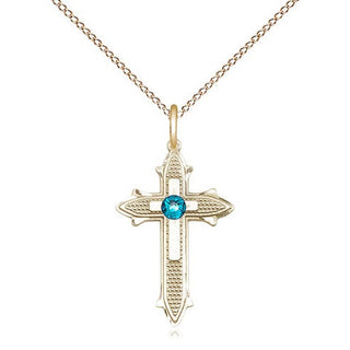 14kt Gold Filled Cross on Cross | 3mm Zircon Swarovski stone | 18-inch Gold Filled Chain | Engravable