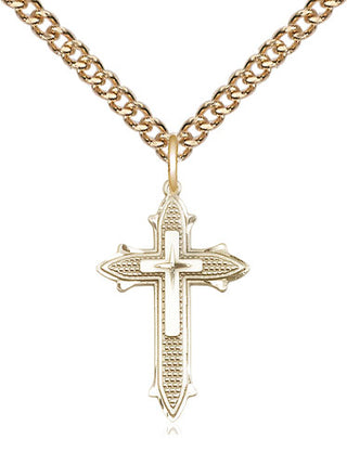 14kt Gold Filled Cross on Cross Medal Religious Jewelry Engraved Catholic Saint Jewelry