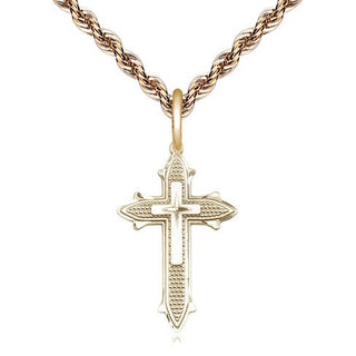 14kt Gold Filled Cross on Cross Medal Religious Jewelry Engraved Catholic Saint Jewelry