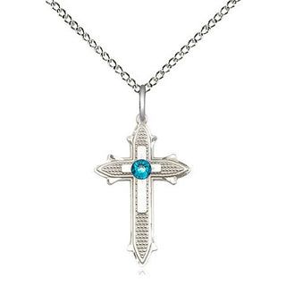 Sterling Silver Cross on Cross | 3mm Zircon Swarovski stone | 18-inch Sterling Silver Chain | Engravable