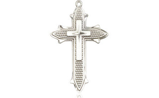 Sterling Silver Cross on Cross Medal Engraved Catholic Saint Jewelry