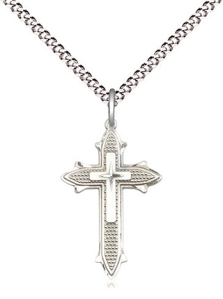 Sterling Silver Cross on Cross Medal Religious Jewelry Engraved Catholic Saint Jewelry