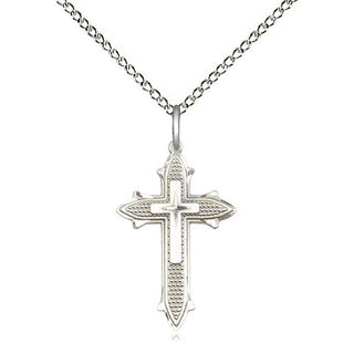 Sterling Silver Cross on Cross Medal Religious Jewelry Engraved Catholic Saint Jewelry