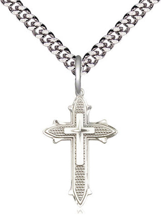 Sterling Silver Cross on Cross Medal Religious Jewelry Engraved Catholic Saint Jewelry