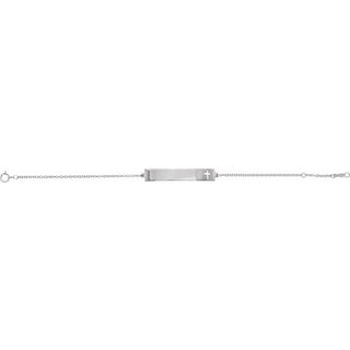 14K White Engravable Pierced Cross Bar 6 1/2-7 1/2" Bracelet   